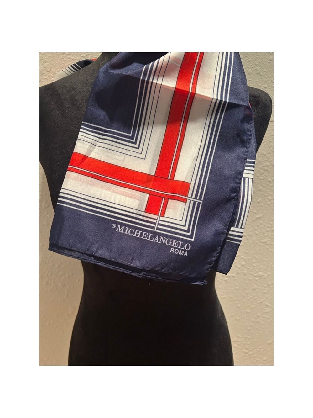 Women's Michelangelo Navy Red White Striped Scarf One Size